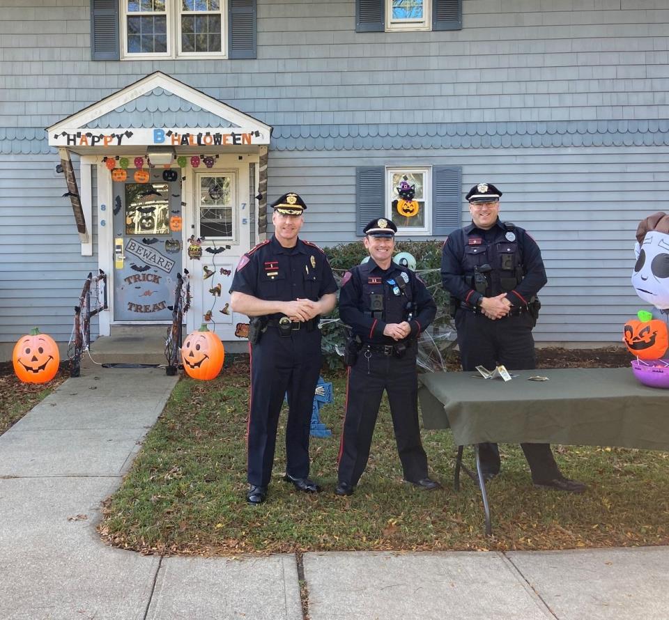 Halloween Door Decorating Contest-Chief Campbell, Det. Petrarca, Off. Jacobson